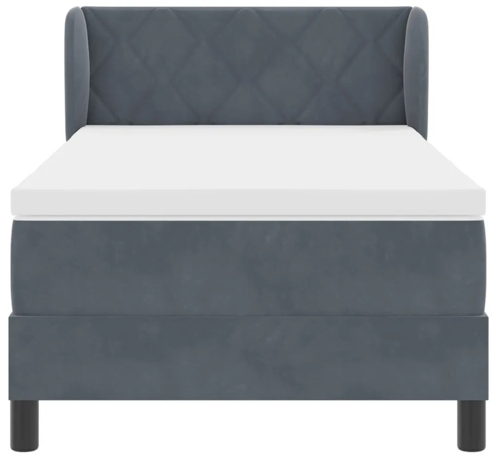 Boxspring ágy matraccal sötét szürke 100x200 cm bársony