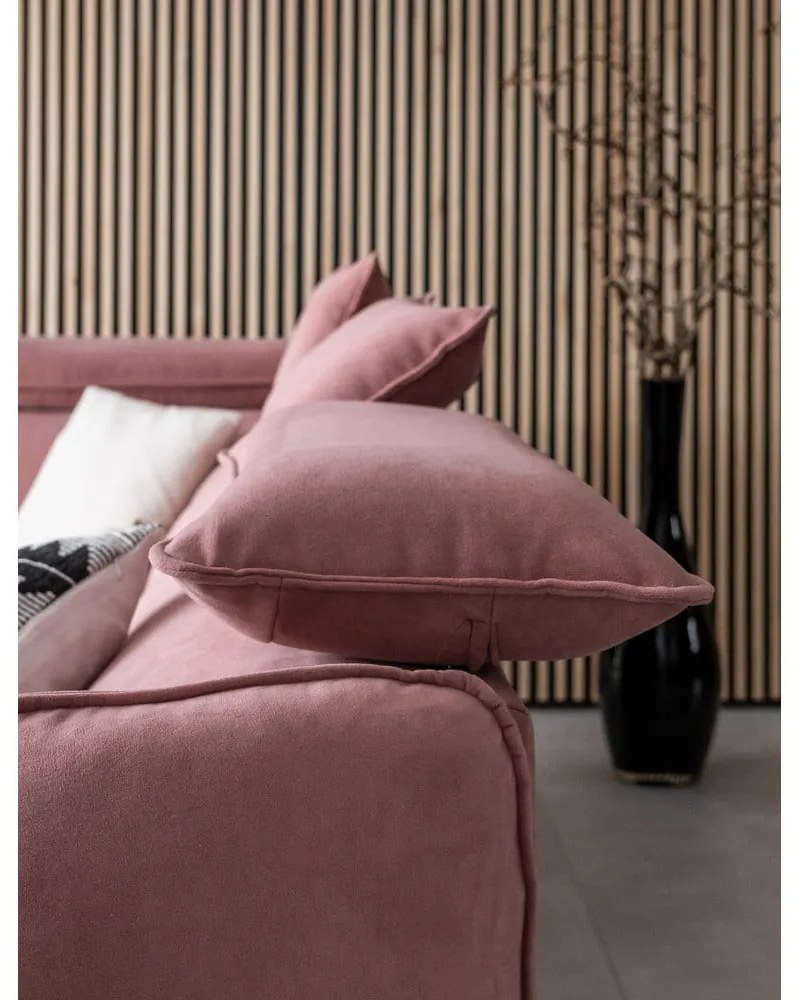 Világos rózsaszín bársony kinyitható sarokkanapé (bal oldali) Sweet Harmony – Miuform