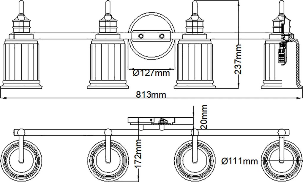 Quoizel klasszikus tükör világítás swell króm elsqz-swell4-pc-bath IP44