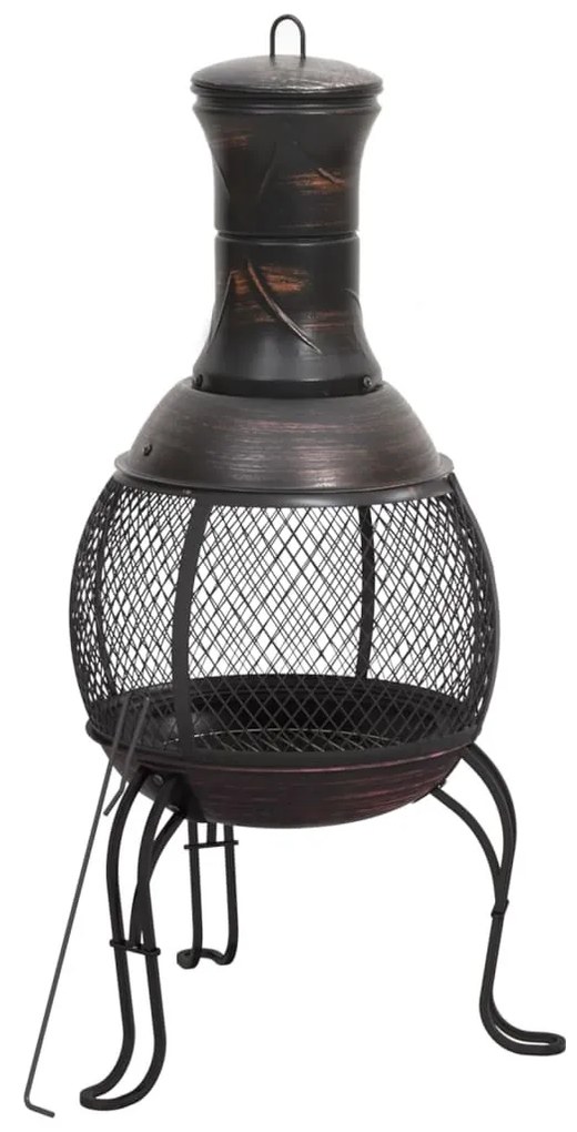 acél kerti tűzhely piszkavassal 39 x 39 x 90 cm