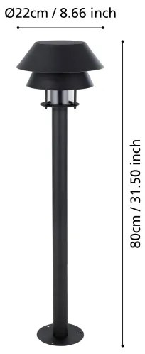 Eglo 900803 - Kültéri lámpa CHIAPPERA 1xE27/40W/230V 80 cm IP65