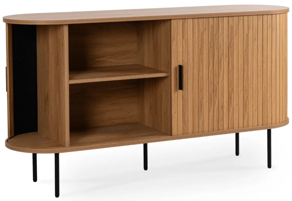 TRISH komód 140 cm, kétajtós, tolóajtós, tölgy