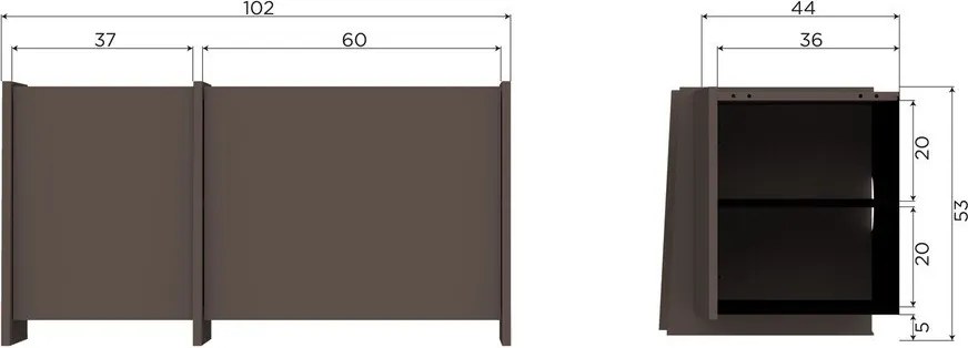 Sötétbarna TV-állvány kőrisfa dekorral 102x53x44 cm Brock – WOOOD
