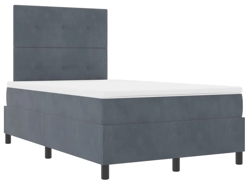 vidaXL Box Spring Ágy Matrac Sötétszürke 120x200 cm Bársony
