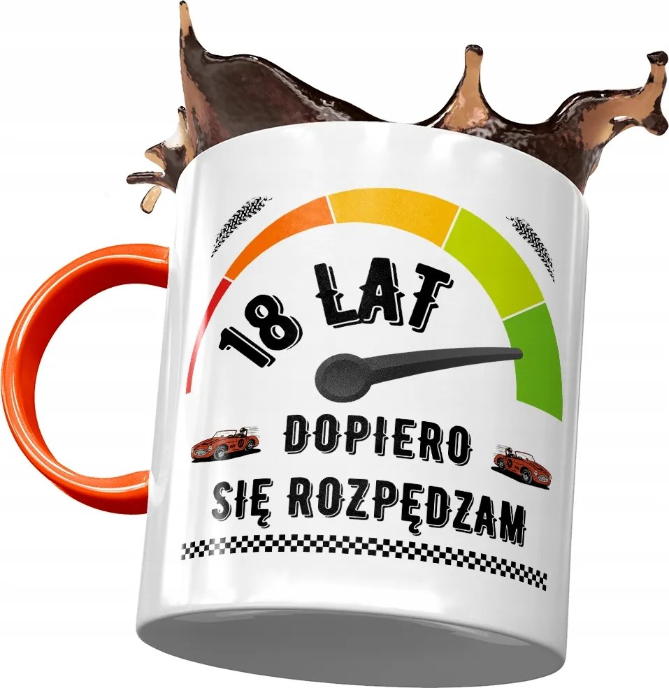 Narancssárga Bögre Születésnapra 18 18. 18. Nyomtatott Fotóval