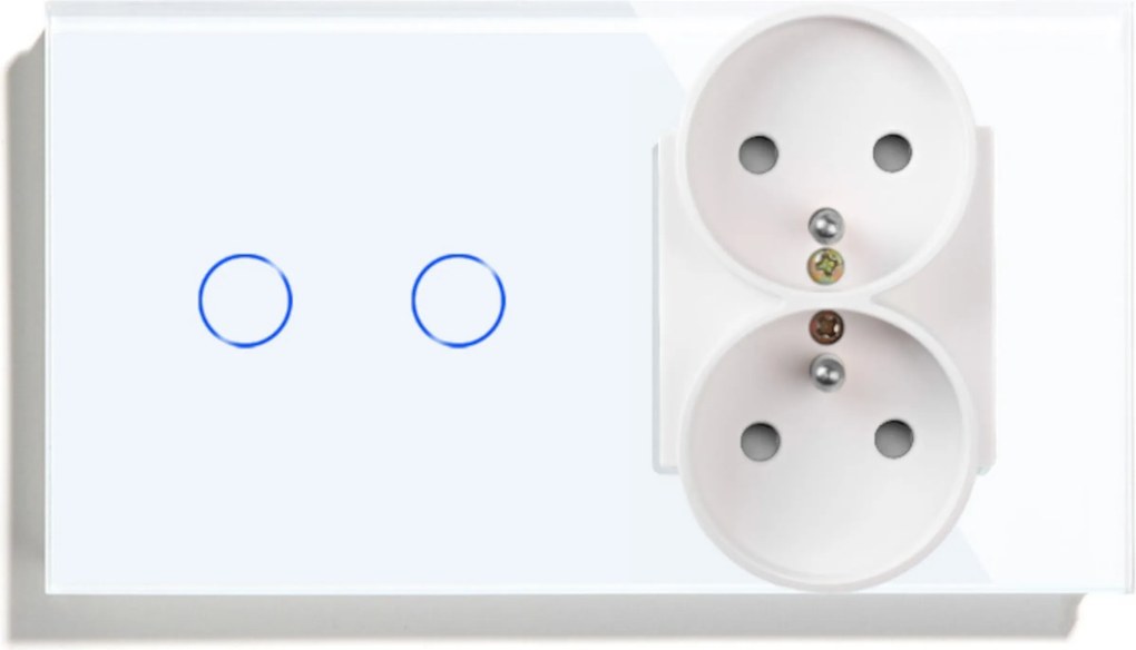 Érintőkapcsoló Üveg Dupla 2K Zigbee Aljzat Dupla Tuya Smart