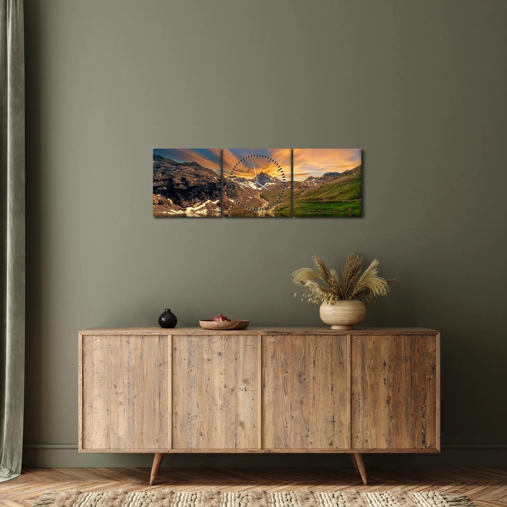 Kép - Visszaverődés a hegyi tóban (órával) (90x30 cm)