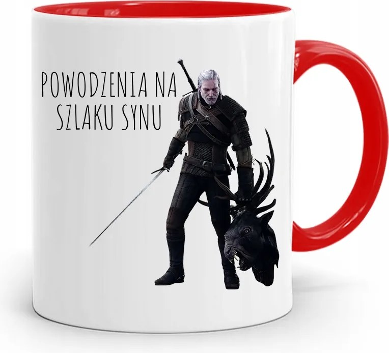 Piros Bögre Ajándék Fiúnak Sok Sikert Fiúnak fényképes nyomtatással