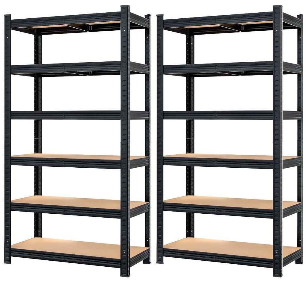 Deuba 2 db 6-polcos polcok set - fekete