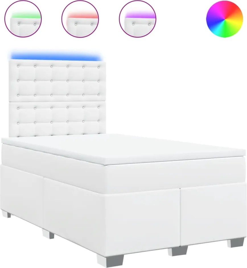 vidaXL fehér műbőr rugós ágy matraccal 120x190 cm