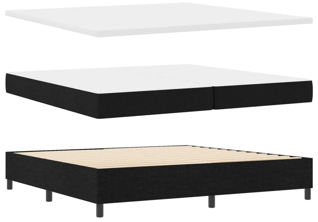 Boxspring ágy matraccal &amp; paddal Fekete 200x200 cm Szövet