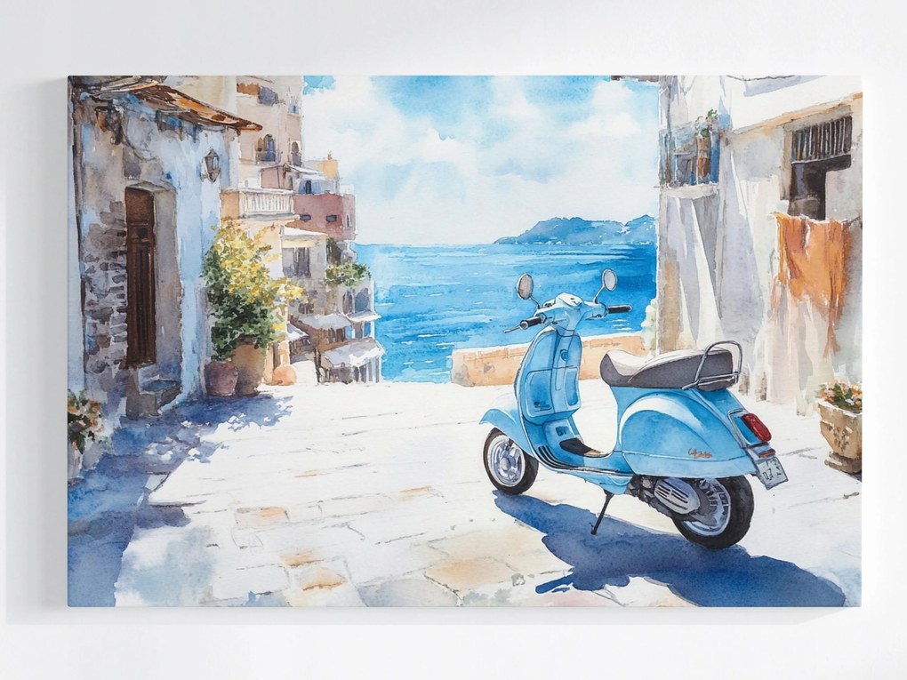 Poszter Város Dél Tenger Kék Robogó 60x40