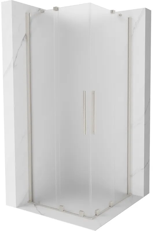 Mexen Velar Duo, zuhanykabin tolóajtóval 80 x 80 cm, 8 mm-es mattüveg, csiszolt acél, 871-080-080-32-97