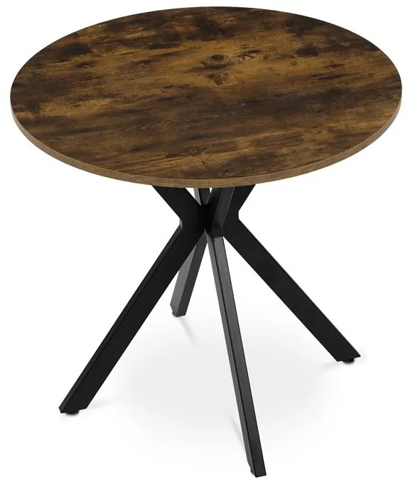 Kerek étkezőasztal Old wood dekorációval. Méret: 80x75 cm. Mdf asztallap, fém váz