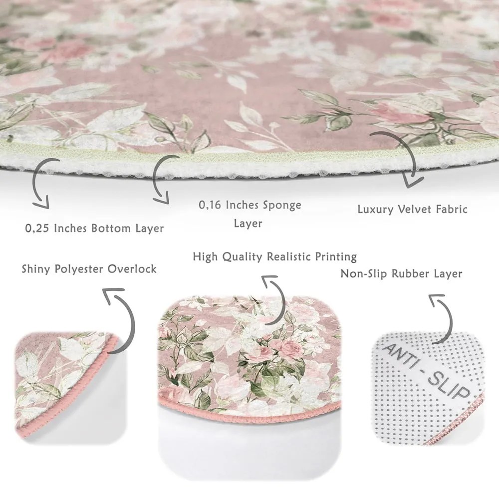 Világos rózsaszín mosható-robotporszívóval tisztítható kerek szőnyeg ø 80 cm Comfort – Mila Home