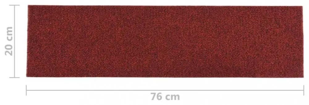 15 db piros négyszögletes öntapadó lépcsőszőnyeg 76 x 20 cm