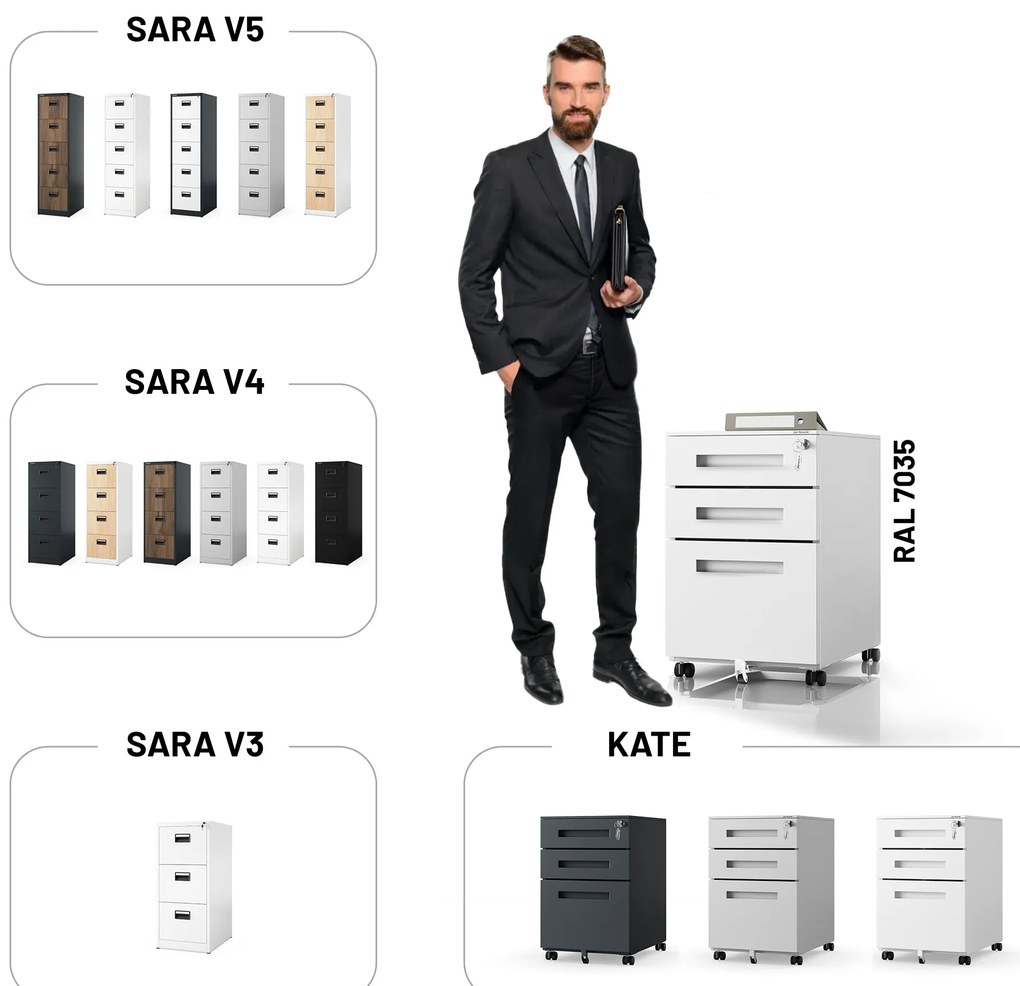 ATE fém irodai tároló 390 x 600 x 500 mm, szürke