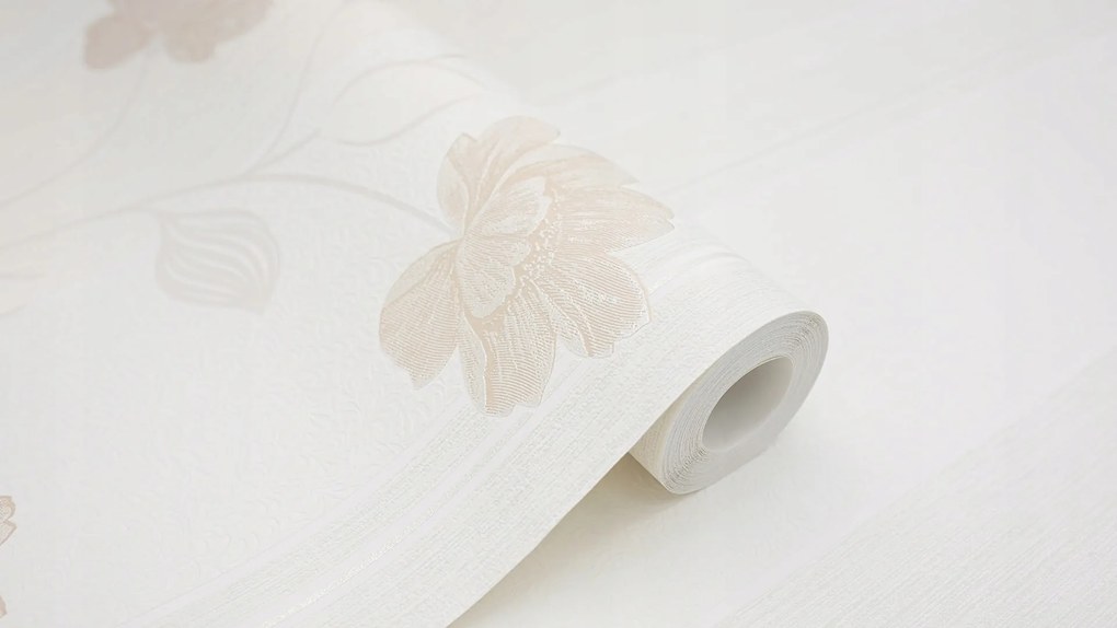 Vinyl tapéta fali flizelin Virágok bézs domború fényes 10 m