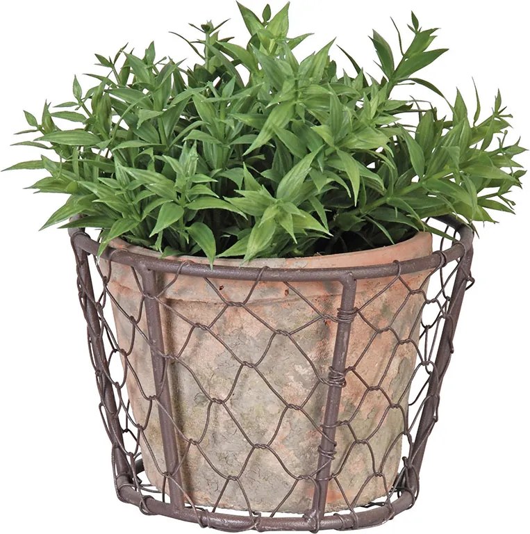 Virágcserép drót kosárban