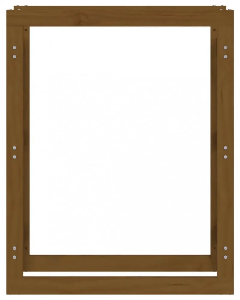 mézbarna tömör fenyőfa tűzifatartó állvány 80x25x100 cm