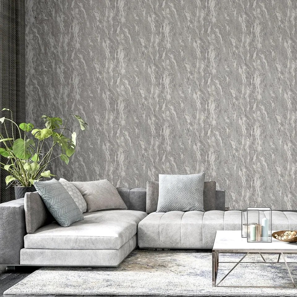 Arthouse Signature 2 Luxe Texture ezüst-fémes márvány mintás fémhatású vlies tapéta – 299102