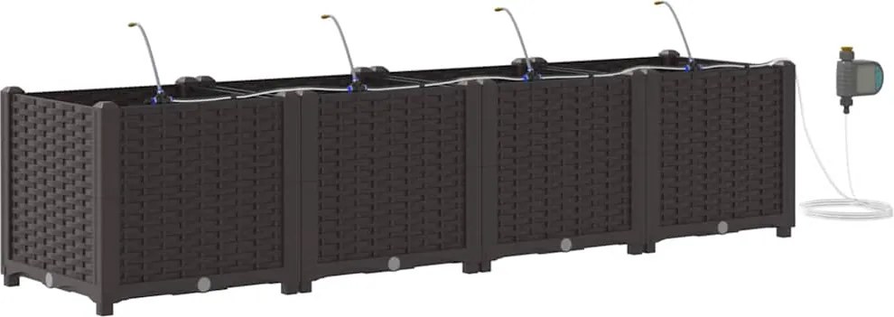 vidaXL Kerti cserép 4 pcs Barna Acél