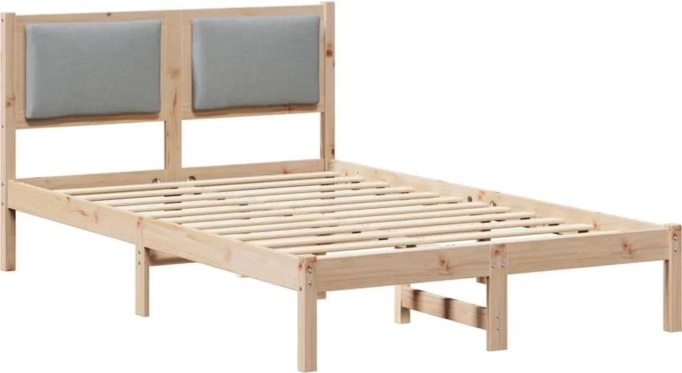 vidaXL Ágykeret fejtámlával Világosszürke 120 x 200 cm Tömör fenyőfa