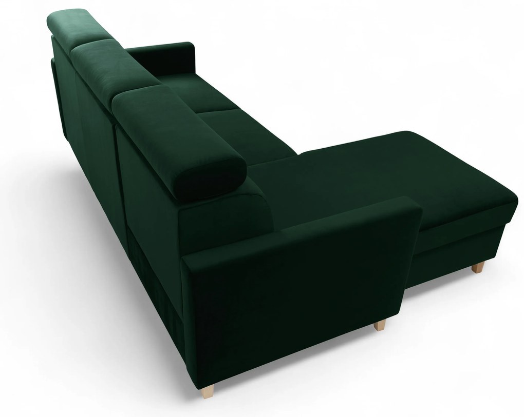 Vario sarokkanapé ágyfunkcióval univerzális jobb/bal oldali - zöld bársony Bluvel 78