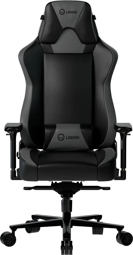 LORGAR Gamer szék, multiblokk mechanizmus, 4D karfák, 5 csillagos alumínium láb, gázlift, PU görgők, szövet műbőr, fekete-szürke
