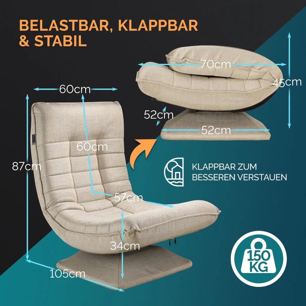 Relaxációs fotel, szövet, krém