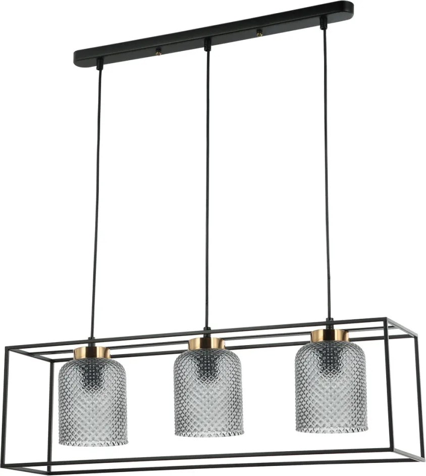 ITALUX PND-23231-3-BK-SG SINELLA Többágú Függesztett Lámpa Fekete, Füstös E27 IP20