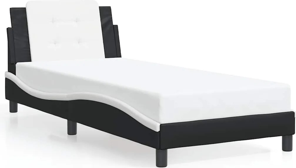 vidaXL fekete és fehér műbőr ágykeret matrac nélkül Zadar 100x200 cm