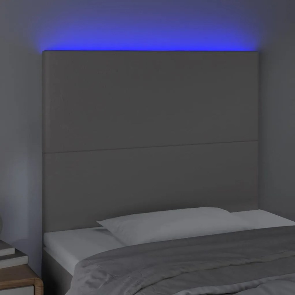 szürke műbőr LED-es fejtámla 100x5x118/128 cm