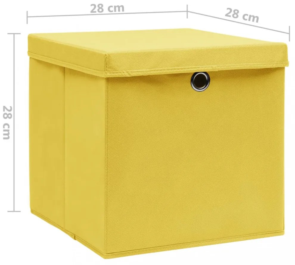 vidaXL 10 db sárga fedeles tárolódoboz 28 x 28 x 28 cm