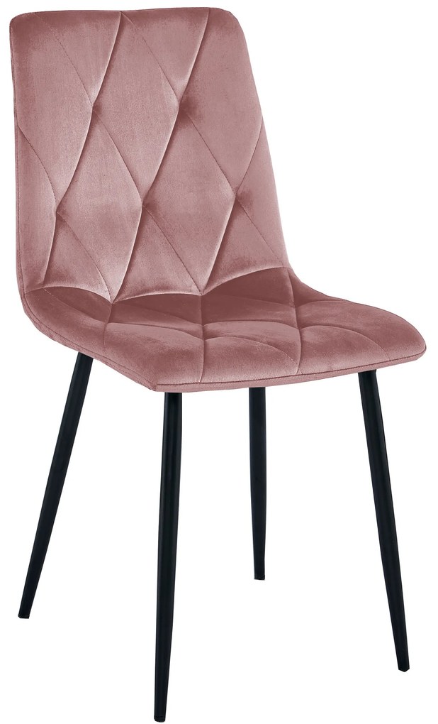 Rózsaszín bársony étkezőszék LIBRA fekete lábakkal
