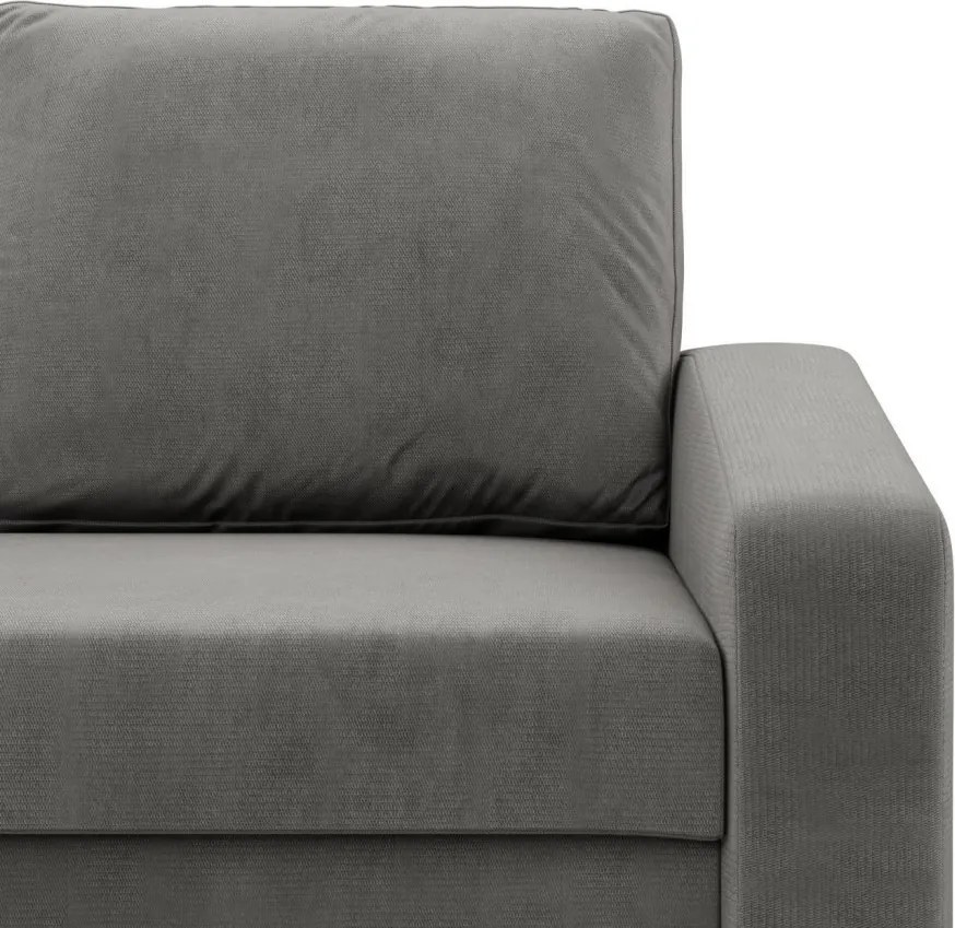 Zeus sarokkanapé, 2 ágyneműtartóval, döntött kartámasz, bársony, univerzális oldal, bonell töltet, világosszürke