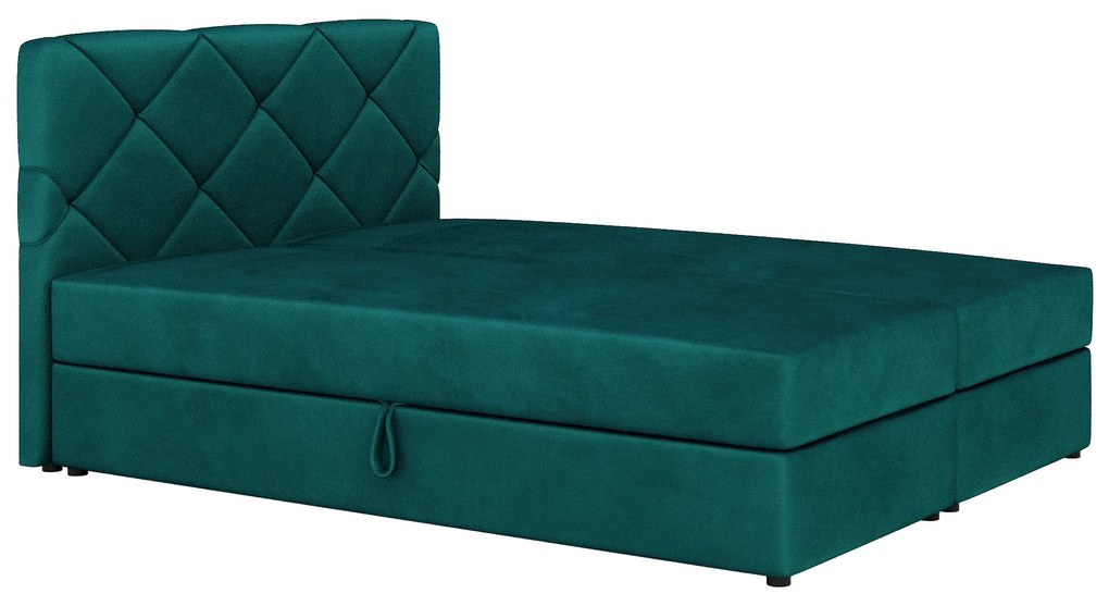 Franciaágy Boxspring 180x200 cm Karum Comfort (sötétzöld) (ágyráccsal és matraccal). 1056043
