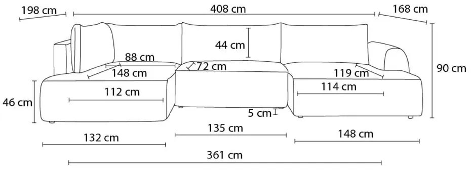 Sötétzöld kordbársony kinyitható sarokkanapé (bal oldali-U alakú) Lucien – Bobochic Paris