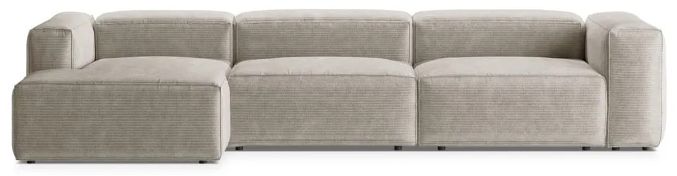 Bézs kordbársony sarokkanapé (bal oldali-heverő résszel) Bergano – Cosmopolitan Design