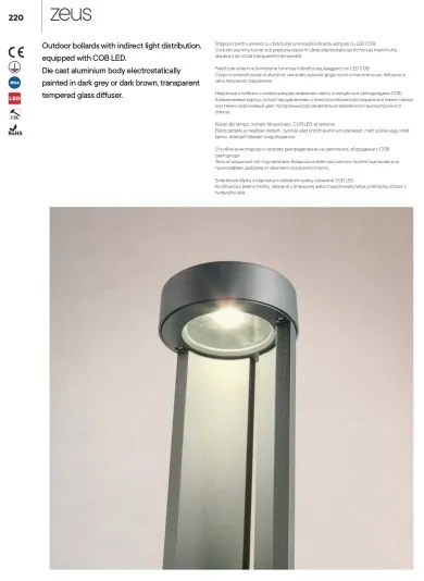 Redo 90366 - LED kültéri lámpa ZEUS LED/11,5W/230V 3000K 75 cm IP54 barna