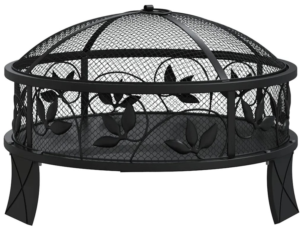 acél XXL méretű tűztál piszkavassal 50 cm