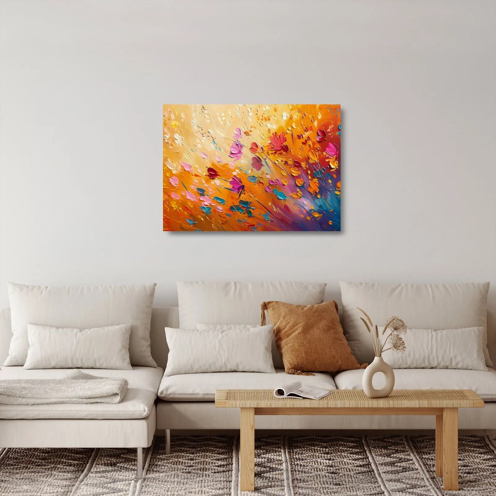 Üveg kép - Színes virágok festése (70x50 cm)