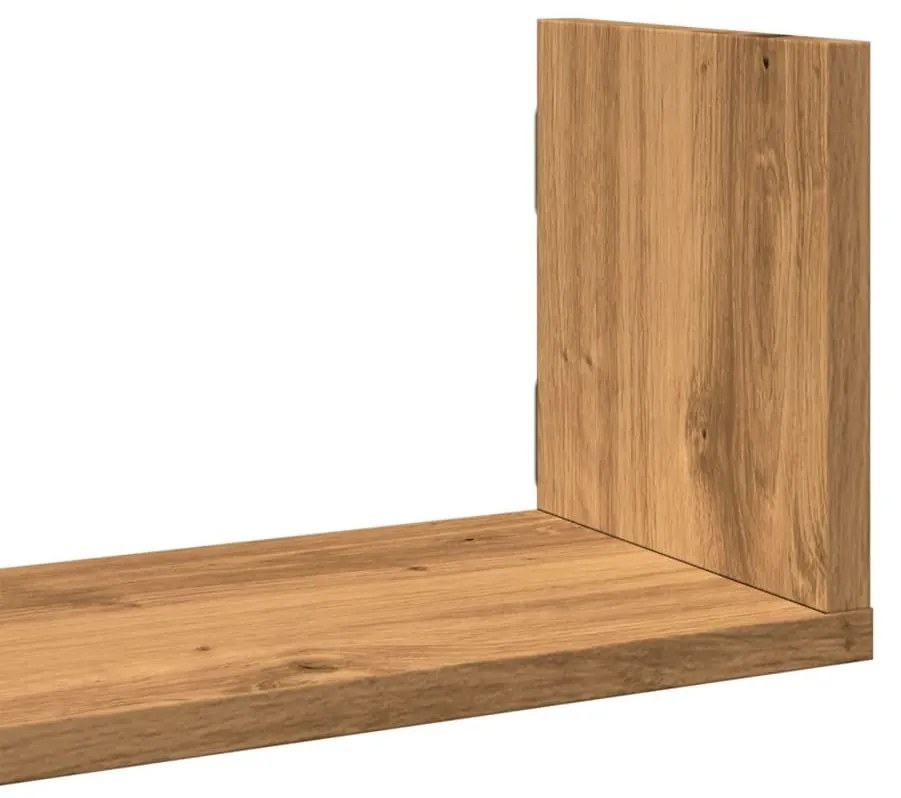 3 db kézműves tölgy színű szerelt fa fali polc 58 x 18 x 18 cm