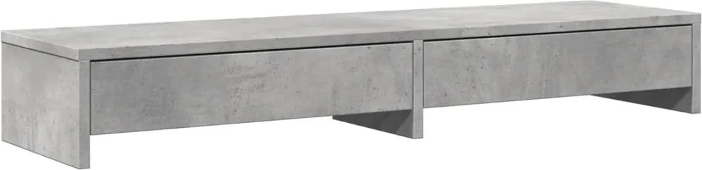 vidaXL betonszürke szerelt fa monitorállvány fiókokkal 100x27x15 cm