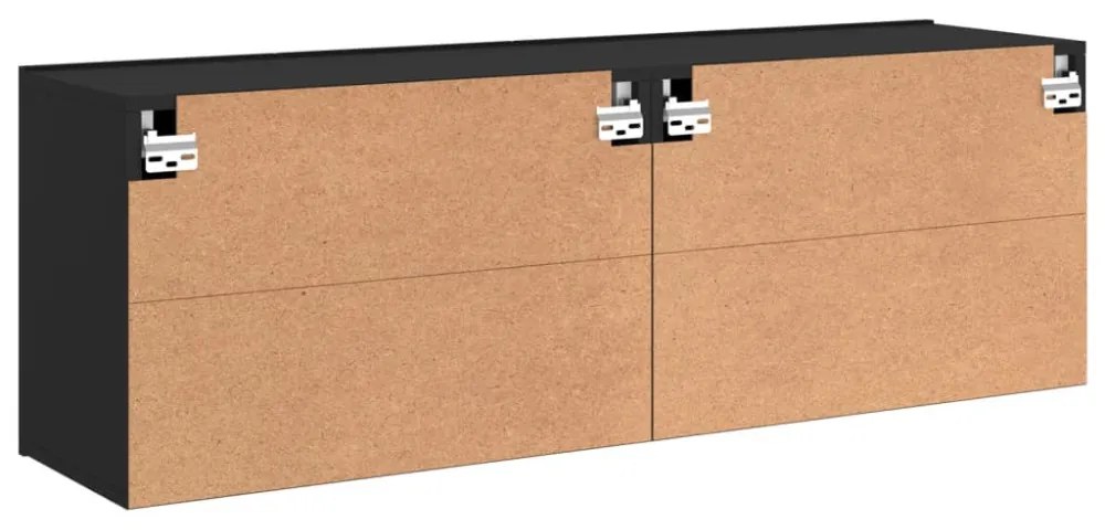 2 db fekete falra szerelhető TV-szekrény 60 x 30 x 41 cm