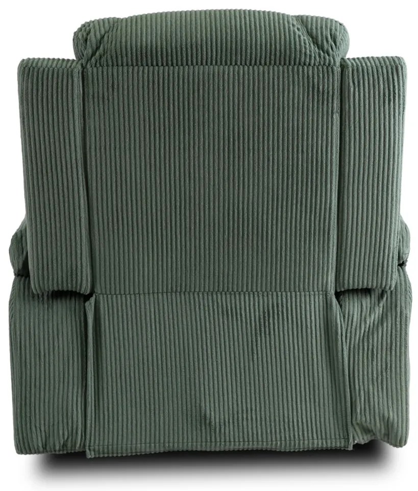 Elektromosan Vezérelhető Masszázsfunkciós Relaxfotel Zöld Kordbársony Kárpittal. BOX2