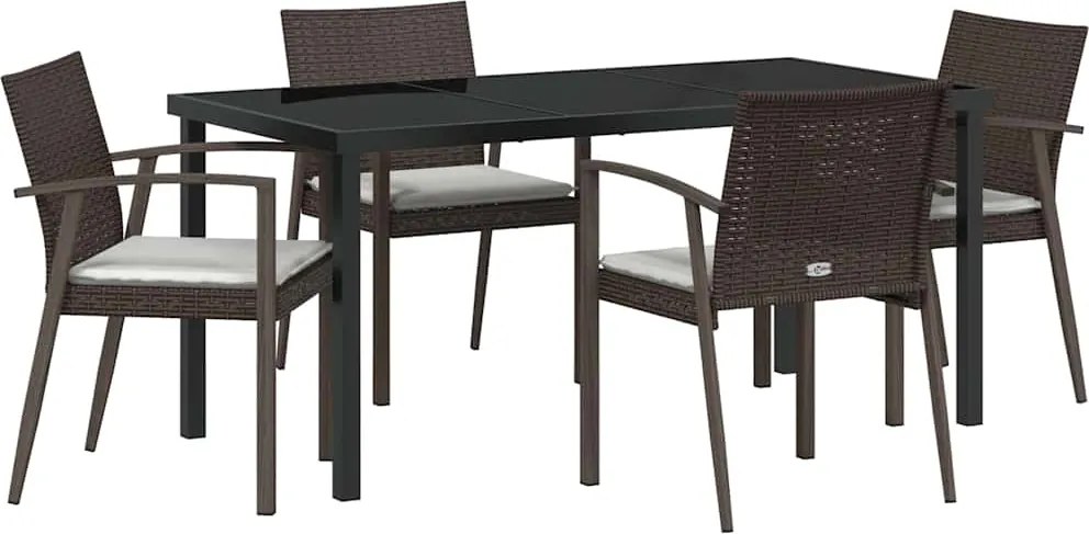 vidaXL Kert étkező szett 5 pcs Barna és fekete PE Rattan