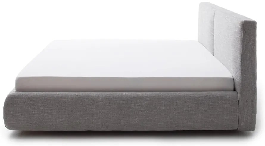 Szürke kárpitozott ágyneműtartós franciaágy ágyráccsal 180x200 cm Atesio – Meise Möbel