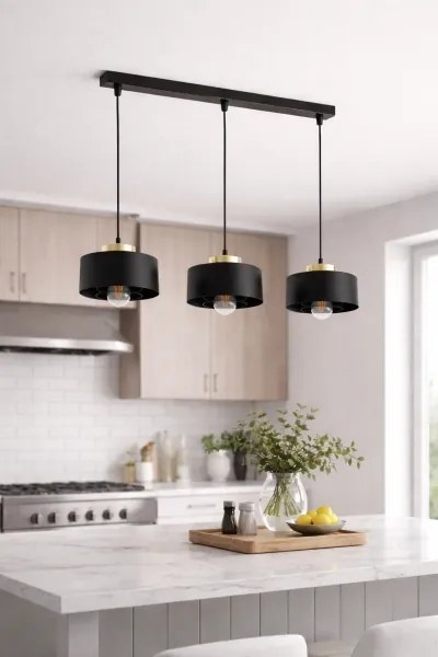 Brilagi - Kábelre függesztett csillár SPRING 3xE27/60W/230V fekete/arany