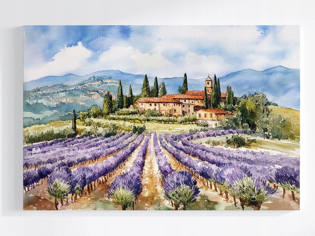 Canvas Vászonkép Provence Levendula Mező Akvarell 120x80